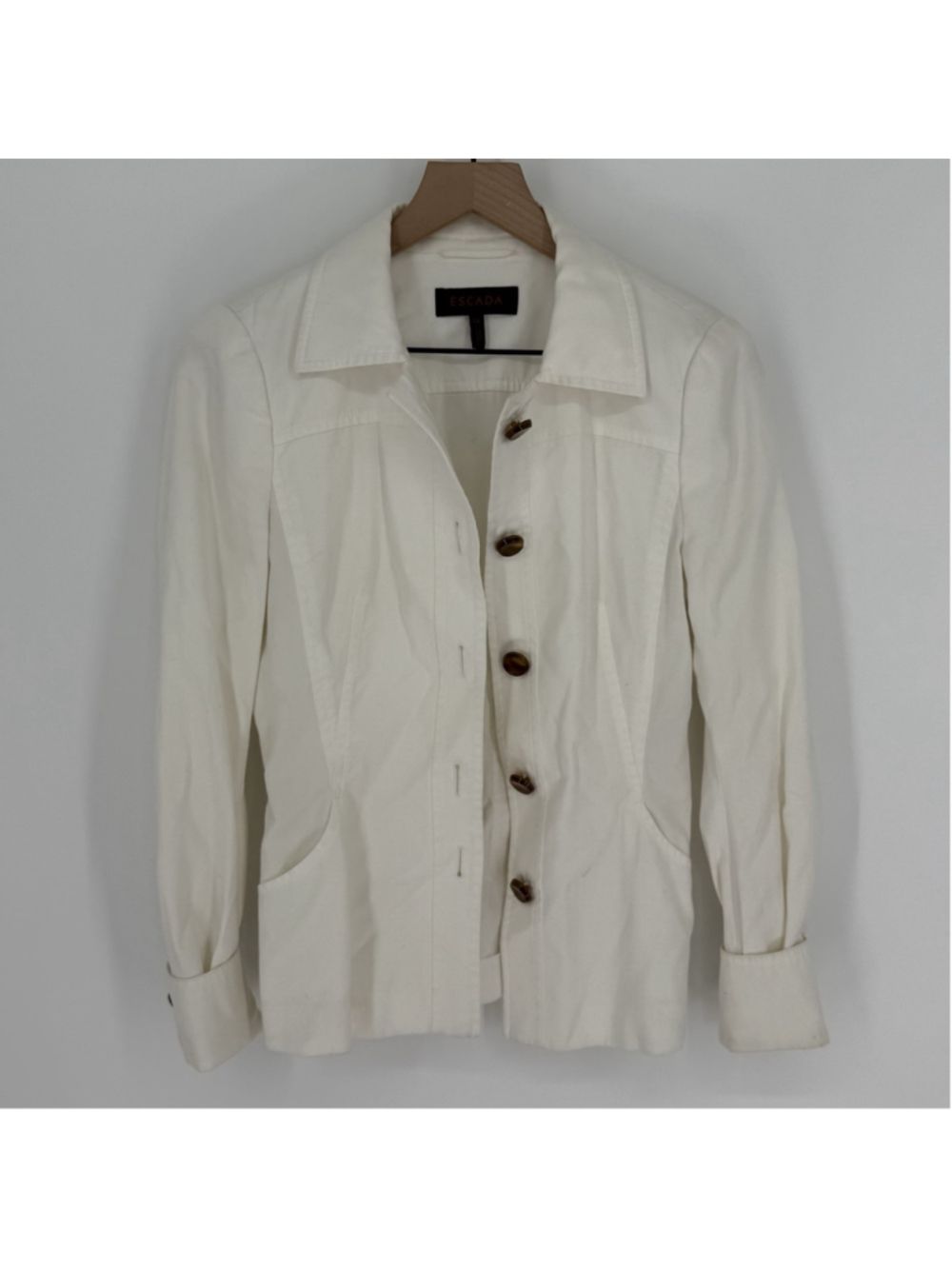 Escada White Long Sleeve Cotton Jacket Women’s Size 34eur Button Down